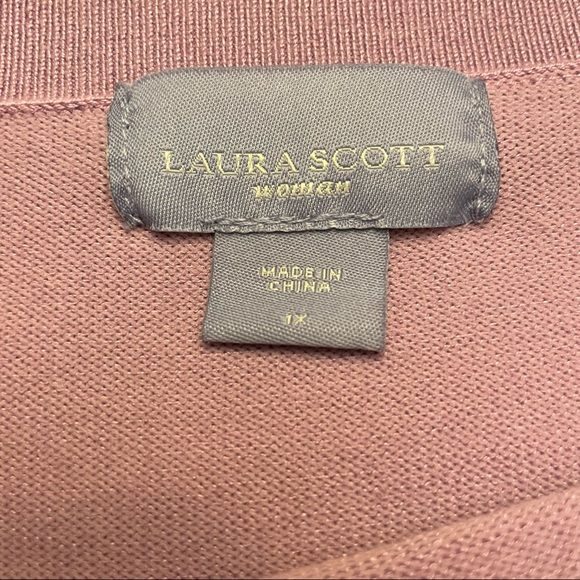 NWOT. Laura Scott Purple Striped Tunic Sweater.  Size 1X - Picture 4 of 9